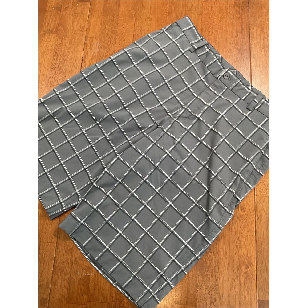 Nike Golf Plaid Shorts Gray Black Mens Size Medium M